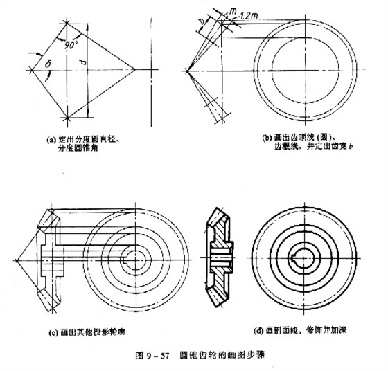 机械制图教程：直齿圆锥齿轮的画法