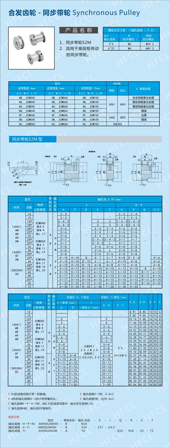 同步带轮S2M型号规格